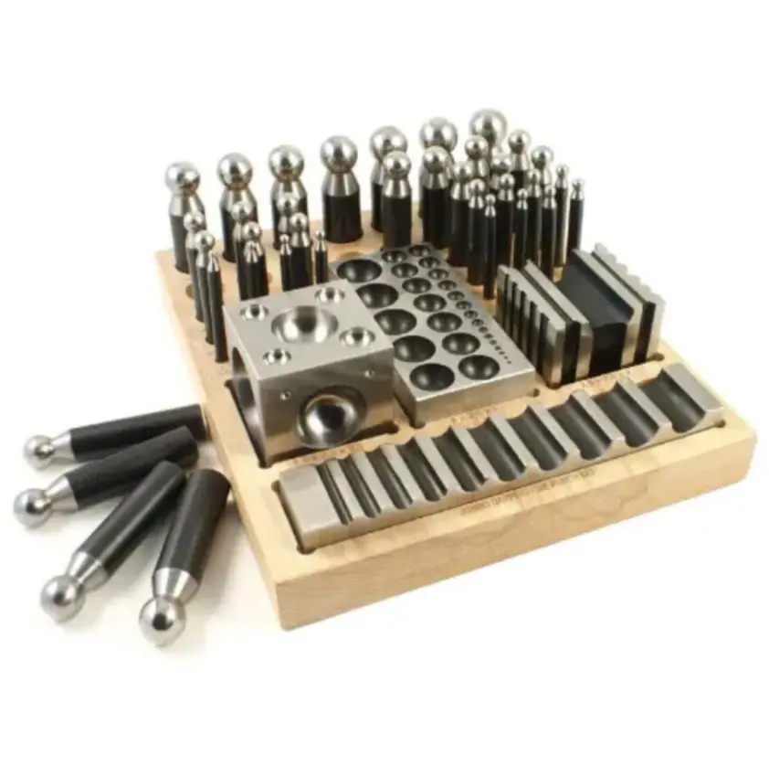 [EF019] Ensemble de Bouterolles à Emboutir 40 Pièces | Kit Formage Bijouterie avec Bloc en Acier